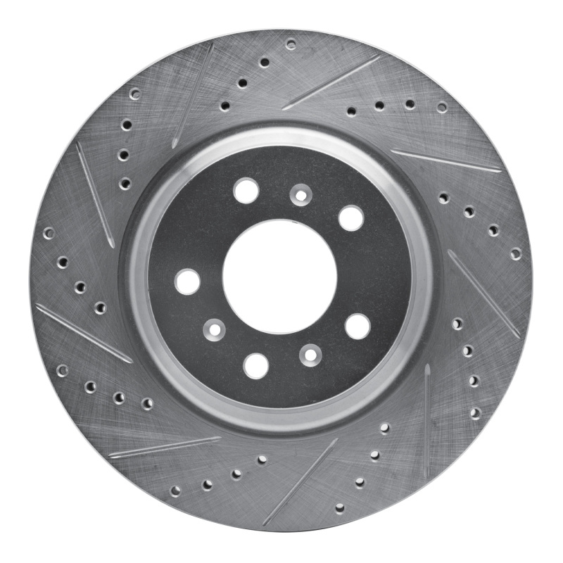 Buick Allure Brake Rotor (1) - Front Left - R1 Concepts - Drilled & Slotted - Silver - `06-`16